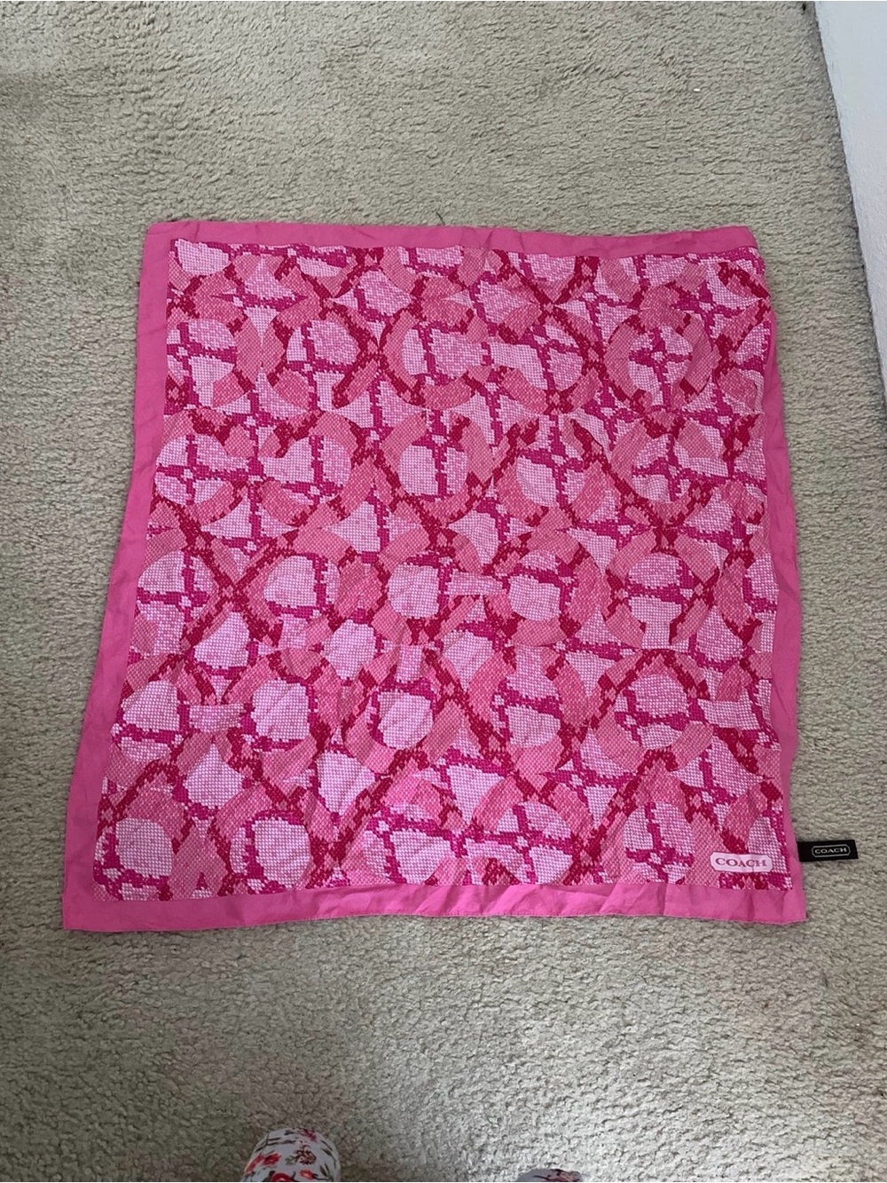 COACH Pink Patterned Bandana / Scarf